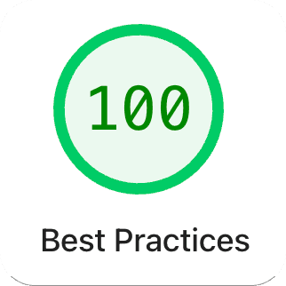 Lighthouse best practices score of 100.